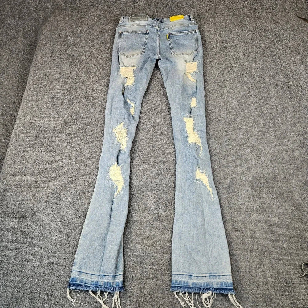 Pheelings Distressed Flare Jeans Light Wash Ripped Frayed Hem Mens Size 28